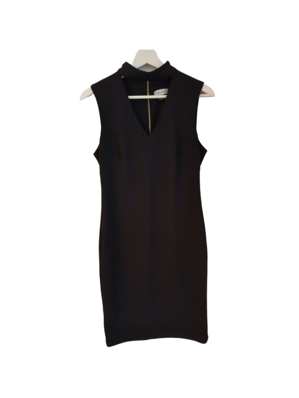 Calvin Klein Black Sleeveless Mockneck Shift Dress